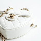 CHANEL Clutch 22S CC In Love White Lambskin Quilted Small (clutch with chain) Heart Bag LGHW - Redeluxe