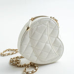 CHANEL Clutch 22S CC In Love White Lambskin Quilted Small (clutch with chain) Heart Bag LGHW - Redeluxe