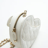 CHANEL Clutch 22S CC In Love White Lambskin Quilted Small (clutch with chain) Heart Bag LGHW - Redeluxe