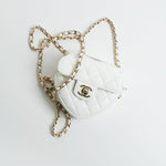 CHANEL Clutch 22S CC In Love White Lambskin Quilted Small (clutch with chain) Heart Bag LGHW - Redeluxe