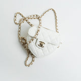 CHANEL Clutch 22S CC In Love White Lambskin Quilted Small (clutch with chain) Heart Bag LGHW - Redeluxe