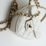 CHANEL Clutch 22S CC In Love White Lambskin Quilted Small (clutch with chain) Heart Bag LGHW - Redeluxe