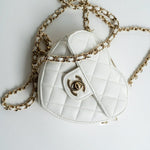 CHANEL Clutch 22S CC In Love White Lambskin Quilted Small (clutch with chain) Heart Bag LGHW - Redeluxe