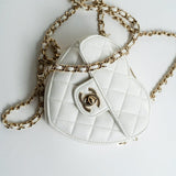 CHANEL Clutch 22S CC In Love White Lambskin Quilted Small (clutch with chain) Heart Bag LGHW - Redeluxe