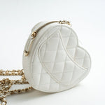 CHANEL Clutch 22S CC In Love White Lambskin Quilted Small (clutch with chain) Heart Bag LGHW - Redeluxe