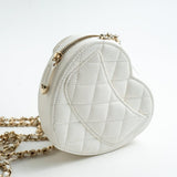 CHANEL Clutch 22S CC In Love White Lambskin Quilted Small (clutch with chain) Heart Bag LGHW - Redeluxe