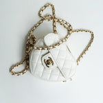 CHANEL Clutch 22S CC In Love White Lambskin Quilted Small (clutch with chain) Heart Bag LGHW - Redeluxe