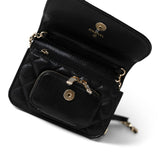 CHANEL Clutch Black Black Caviar Quilted Business Affinity Clutch With Chain Flap Light Gold Hardware - Redeluxe