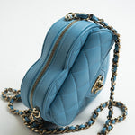 CHANEL Clutch Blue 22S CC In Love Blue Lambskin Quilted Small (Clutch on Chain) Heart Bag LGHW - Redeluxe