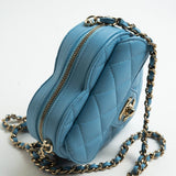 CHANEL Clutch Blue 22S CC In Love Blue Lambskin Quilted Small (Clutch on Chain) Heart Bag LGHW - Redeluxe