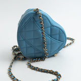 CHANEL Clutch Blue 22S CC In Love Blue Lambskin Quilted Small (Clutch on Chain) Heart Bag LGHW - Redeluxe