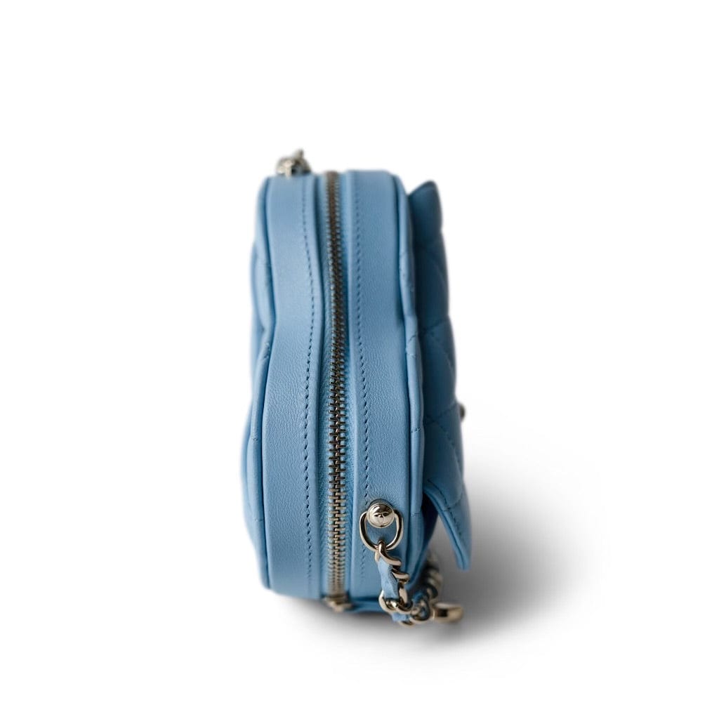 CHANEL Clutch Blue 22S CC In Love Blue Lambskin Quilted Small (Clutch on Chain) Heart Bag LGHW - Redeluxe