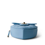 CHANEL Clutch Blue 22S CC In Love Blue Lambskin Quilted Small (Clutch on Chain) Heart Bag LGHW - Redeluxe