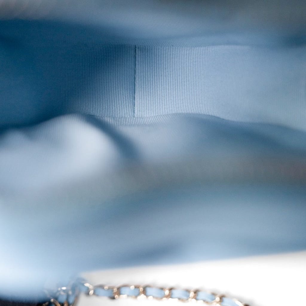 CHANEL Clutch Blue 22S CC In Love Blue Lambskin Quilted Small (Clutch on Chain) Heart Bag LGHW - Redeluxe