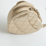 CHANEL Clutch Gold 22S CC In Love Metallic Gold Lambskin Quilted Small (Clutch on Chain) Heart Bag LGHW - Redeluxe