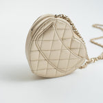 CHANEL Clutch Gold 22S CC In Love Metallic Gold Lambskin Quilted Small (Clutch on Chain) Heart Bag LGHW - Redeluxe