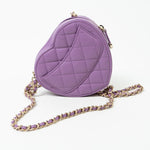 CHANEL Clutch Purple 22S CC In Love Purple Lambskin Quilted Small (clutch with Chain) Heart Bag LGHW - Redeluxe