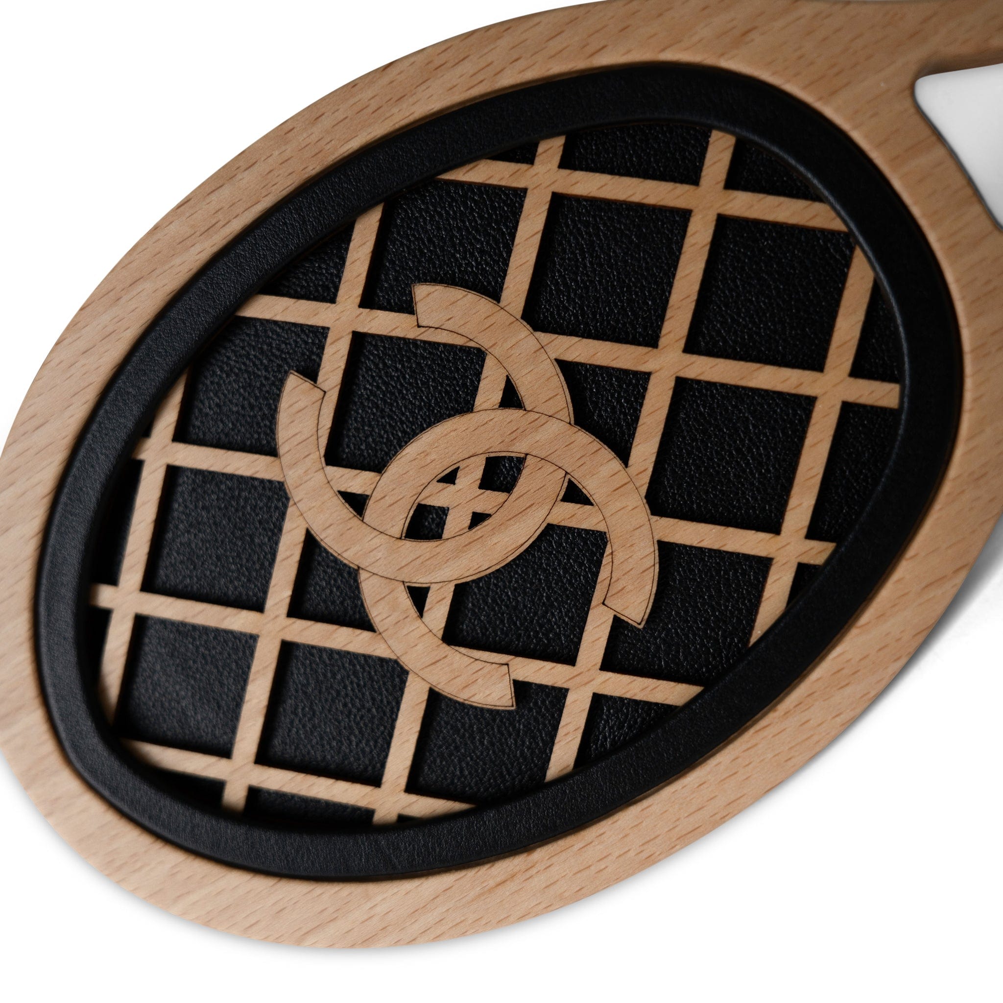 CHANEL Clutch White 23C Tennis Racket Mirror Vanity Clutch with Chain White & Black W/ LGHW - Redeluxe