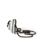 CHANEL Clutch White 23C Tennis Racket Mirror Vanity Clutch with Chain White & Black W/ LGHW - Redeluxe