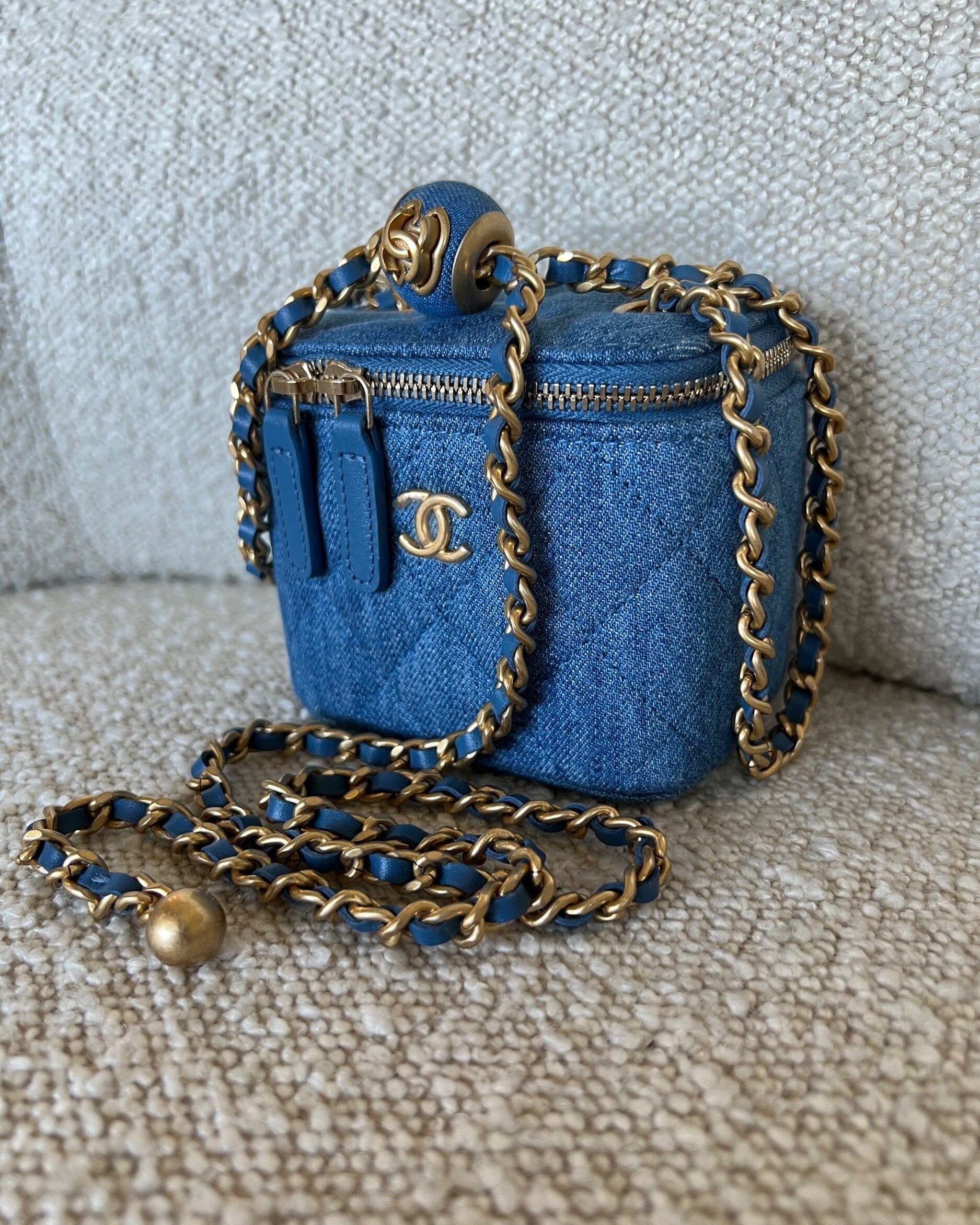 CHANEL Cosmetic Cases 22C Micro Denim Vanity Pearl Crush - Redeluxe