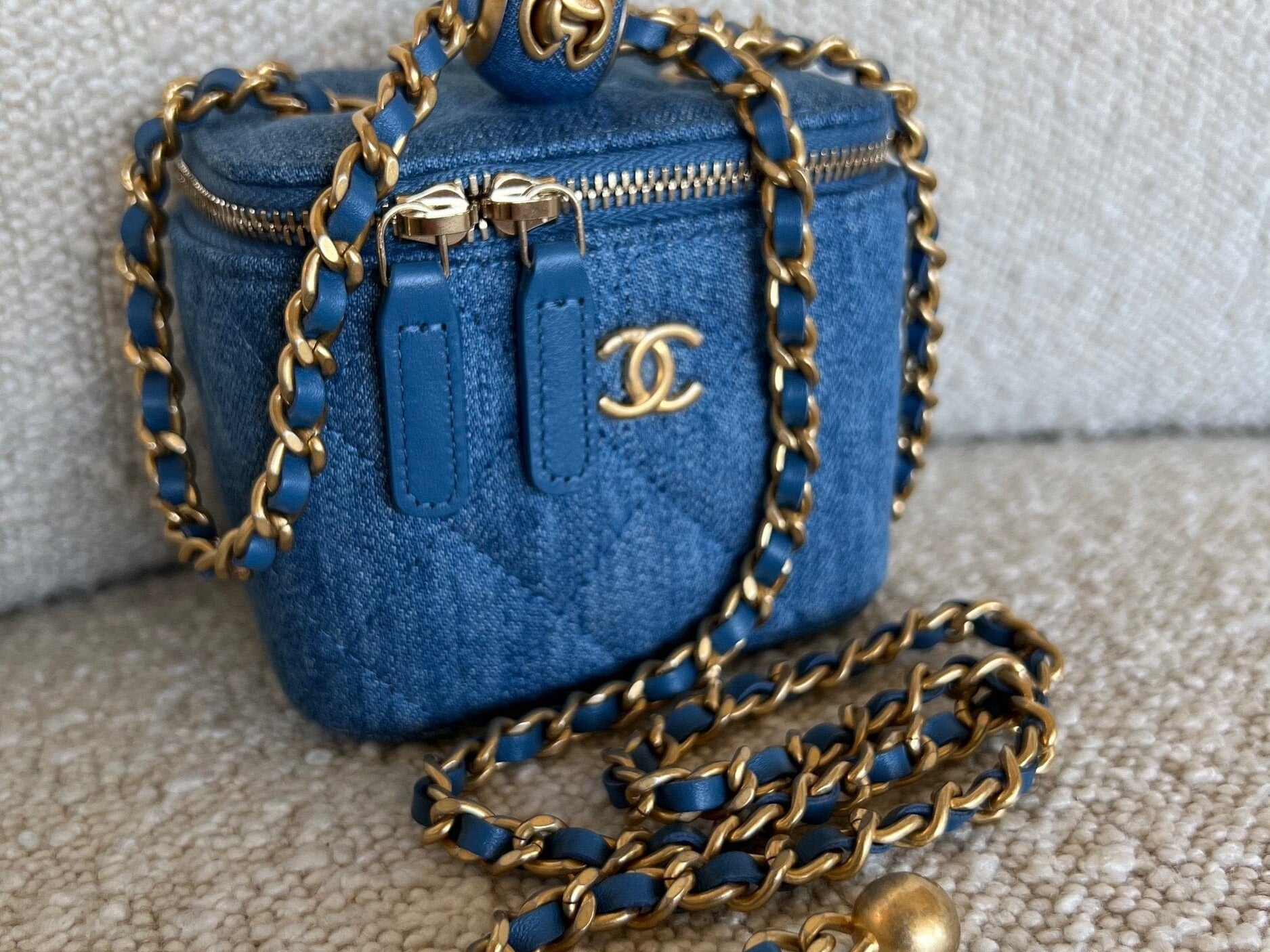 CHANEL Cosmetic Cases 22C Micro Denim Vanity Pearl Crush - Redeluxe