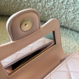 CHANEL Cosmetic Cases 22P Light Pink Lambskin Quilted Micro Vanity w/ Top Handle - Redeluxe