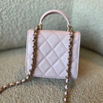 CHANEL Cosmetic Cases 22P Light Pink Lambskin Quilted Micro Vanity w/ Top Handle - Redeluxe