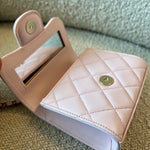 CHANEL Cosmetic Cases 22P Light Pink Lambskin Quilted Micro Vanity w/ Top Handle - Redeluxe
