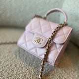 CHANEL Cosmetic Cases 22P Light Pink Lambskin Quilted Micro Vanity w/ Top Handle - Redeluxe