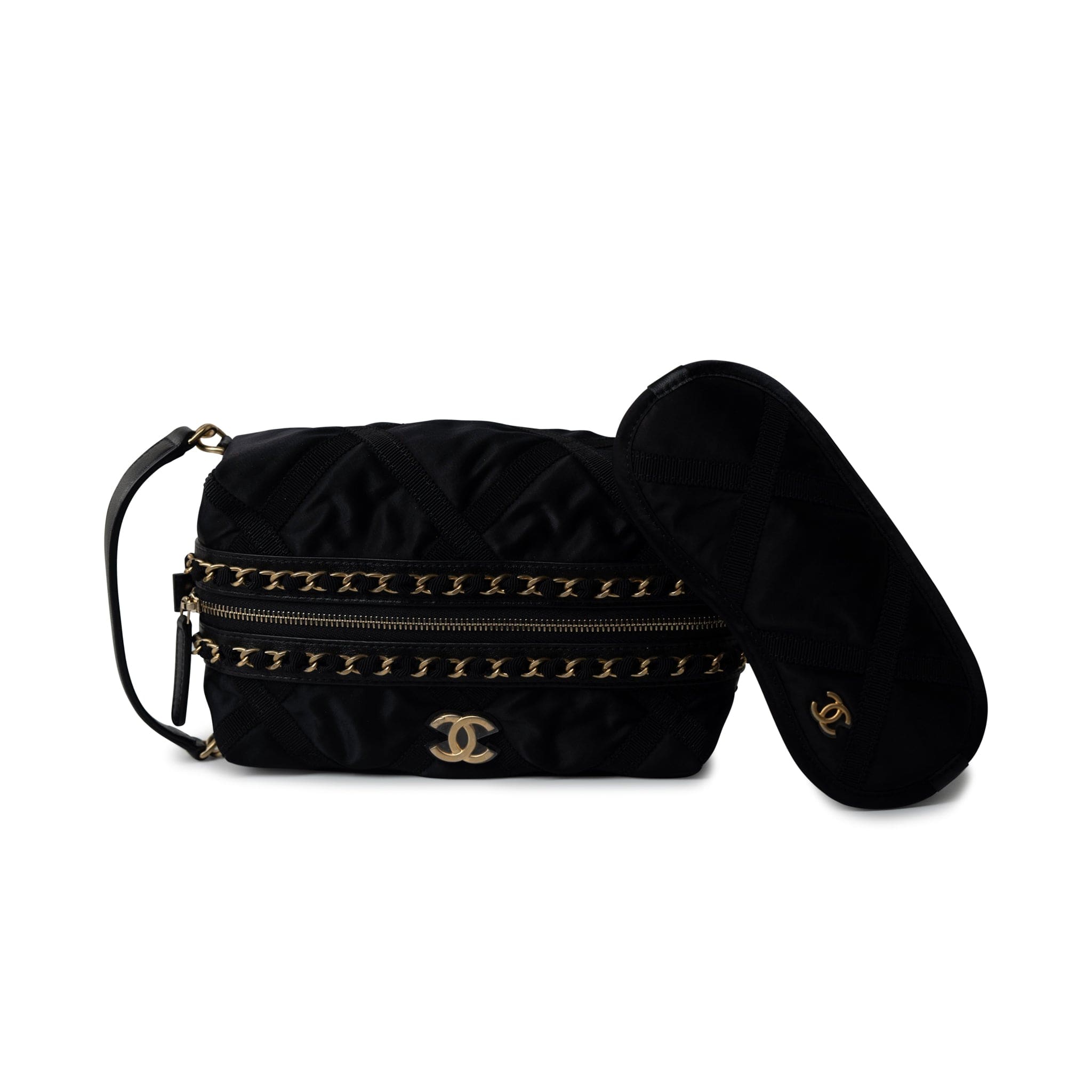 CHANEL Cosmetic Cases Black 22P CC Travel Pouch With Sleep Mask - Redeluxe