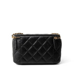 CHANEL Cosmetic Cases Black Black Lambskin Quilted Pearl Crush Vanity Case With Chain Antique Gold - Redeluxe