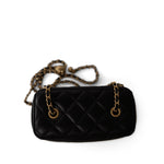 CHANEL Cosmetic Cases Black Black Lambskin Quilted Pearl Crush Vanity Case With Chain Antique Gold - Redeluxe