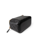 CHANEL Cosmetic Cases Black Black Lambskin Quilted Pearl Crush Vanity Case With Chain Antique Gold - Redeluxe