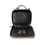 CHANEL Cosmetic Cases Vanity Case / Beige Beige / Black Caviar Quilted Filigree Vanity Case Large Light Gold Hardware - Redeluxe