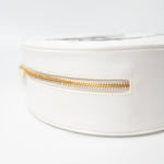 CHANEL Cosmetic Cases Vintage White Patent Leather Round Vanity Bag Gold Hardware - Redeluxe
