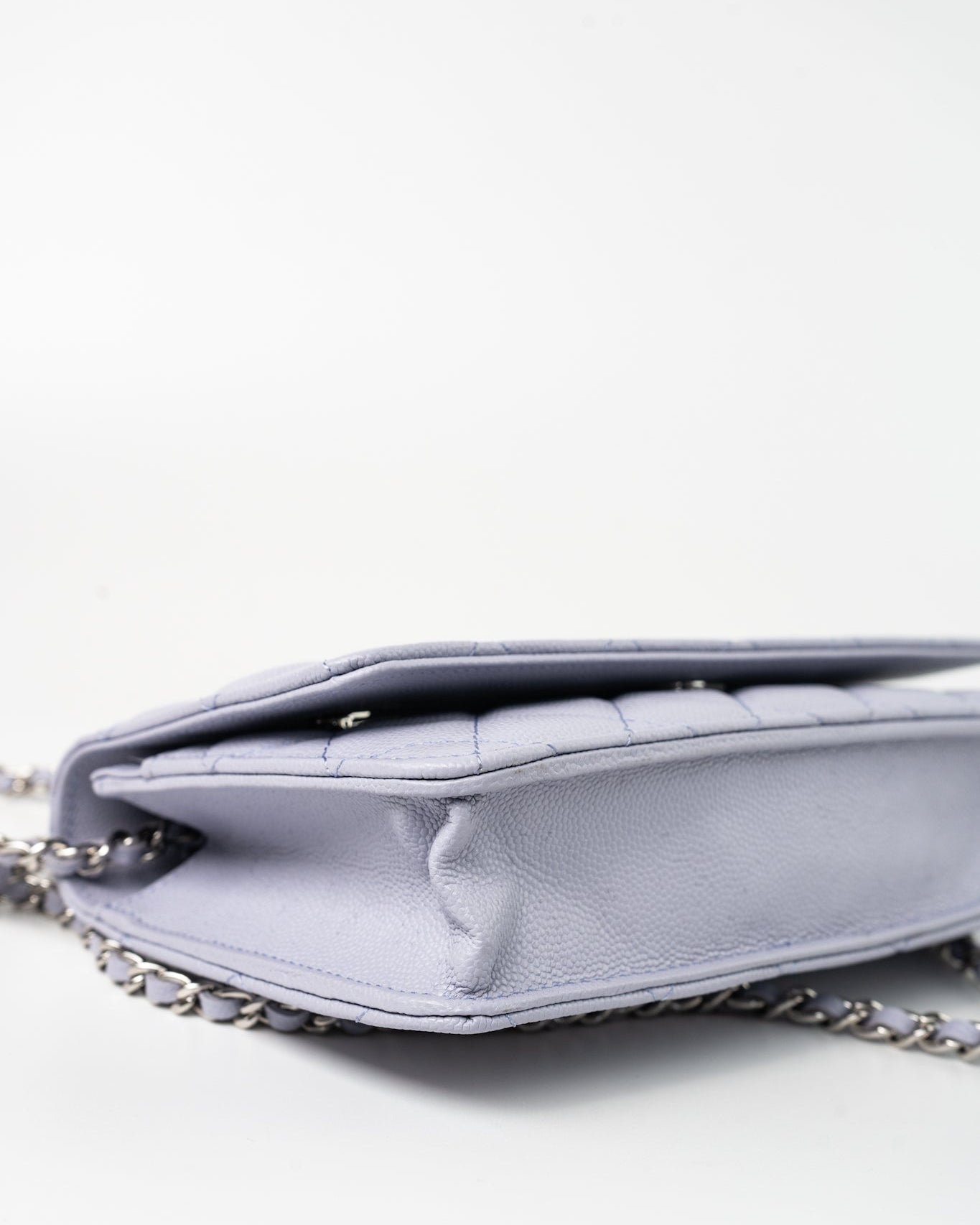 CHANEL Crossbody 21K Lavender Caviar Quilted Wallet On Chain WOC Silver Hardware - Redeluxe