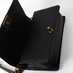 CHANEL Crossbody Black Caviar Chevron Boy Bag Medium Entwined Leather Aged Gold Hardware - Redeluxe