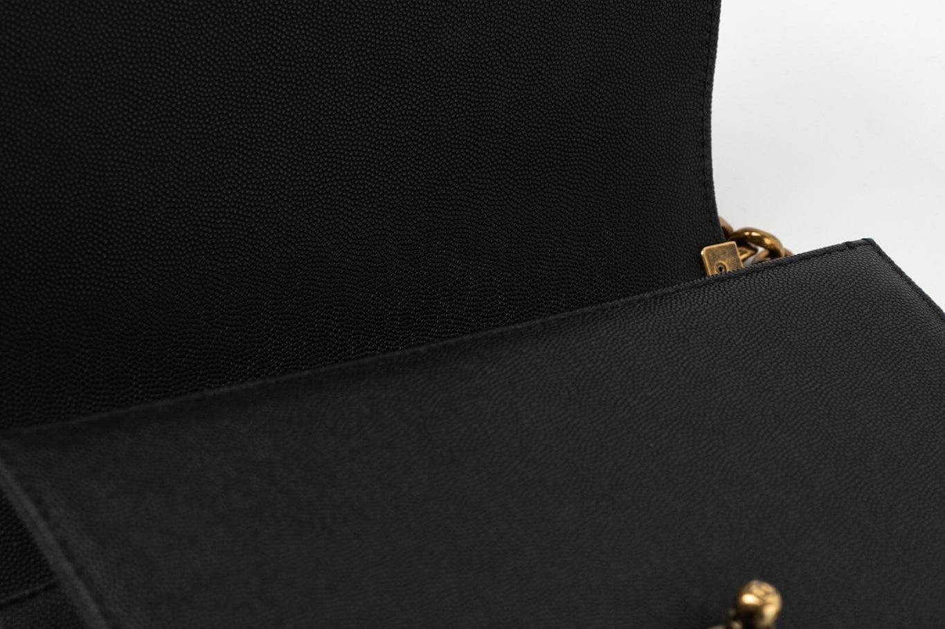 CHANEL Crossbody Black Caviar Chevron Boy Bag Medium Entwined Leather Aged Gold Hardware - Redeluxe