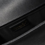 CHANEL Crossbody Black Caviar Chevron Boy Bag Medium Entwined Leather Aged Gold Hardware - Redeluxe