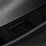 CHANEL Crossbody Black Caviar Chevron Boy Bag Medium Entwined Leather Aged Gold Hardware - Redeluxe