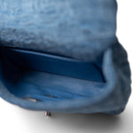 CHANEL Crossbody Single flap Blue Denim Quilted Camelia Mini Flap Aged Silver Hardware - Redeluxe