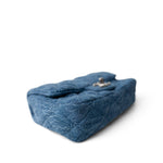 CHANEL Crossbody Single flap Blue Denim Quilted Camelia Mini Flap Aged Silver Hardware - Redeluxe