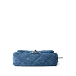 CHANEL Crossbody Single flap Blue Denim Quilted Camelia Mini Flap Aged Silver Hardware - Redeluxe