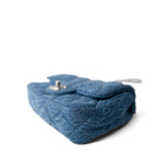 CHANEL Crossbody Single flap Blue Denim Quilted Camelia Mini Flap Aged Silver Hardware - Redeluxe