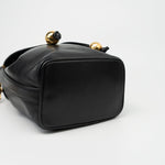 CHANEL Crossbody Vintage Black Lambskin Drawstring Cross Body Bag Gold Hardware - Redeluxe