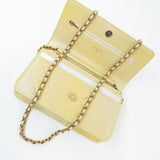 CHANEL Crossbody Yellow 23S Iridescent Yellow Lambskin Quilted Wallet On Chain (WOC) Light Gold Hardware - Redeluxe