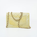 CHANEL Crossbody Yellow 23S Iridescent Yellow Lambskin Quilted Wallet On Chain (WOC) Light Gold Hardware - Redeluxe