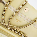 CHANEL Crossbody Yellow 23S Iridescent Yellow Lambskin Quilted Wallet On Chain (WOC) Light Gold Hardware - Redeluxe