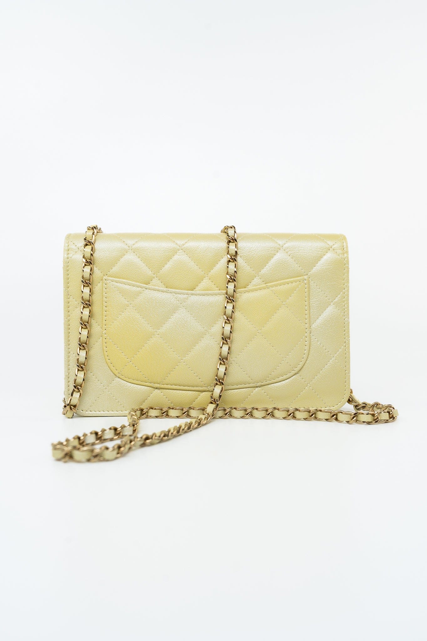 【CHANEL】Chanel Demin Woc with Gold Ball【ランク:A】 Wallet on chain - Shiny calfskin & gold-tone metal , black