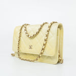 CHANEL Crossbody Yellow 23S Iridescent Yellow Lambskin Quilted Wallet On Chain (WOC) Light Gold Hardware - Redeluxe